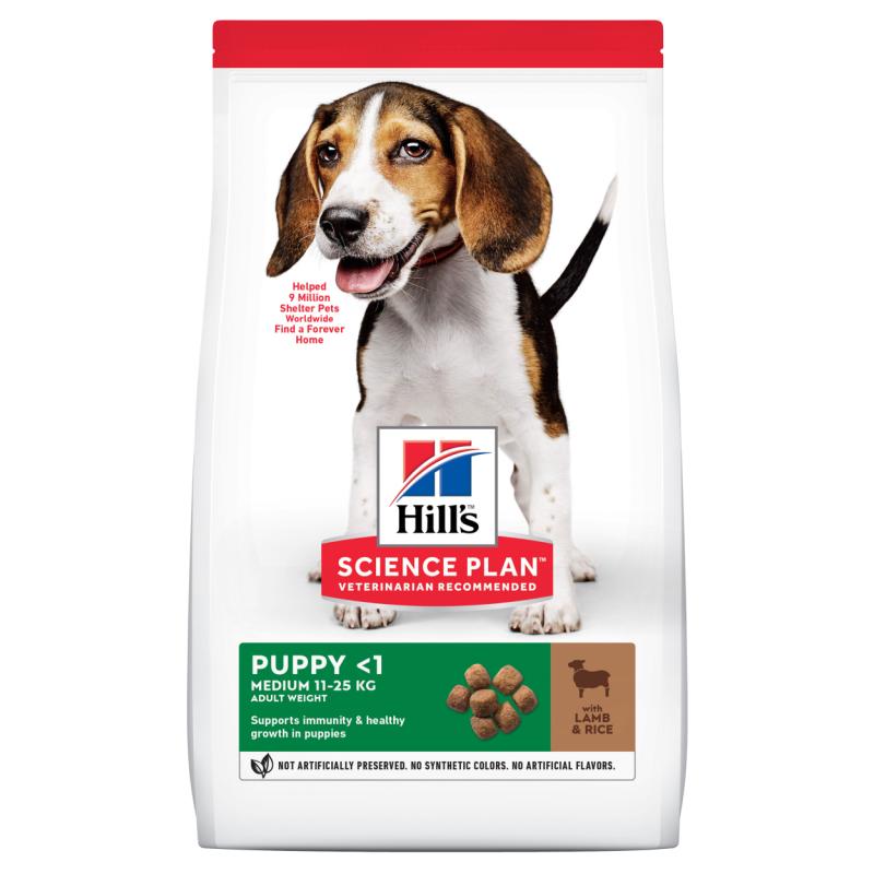 Hill's Science Plan Medium Puppy Food with Lamb & Rice 12+2kg Bonus Bag