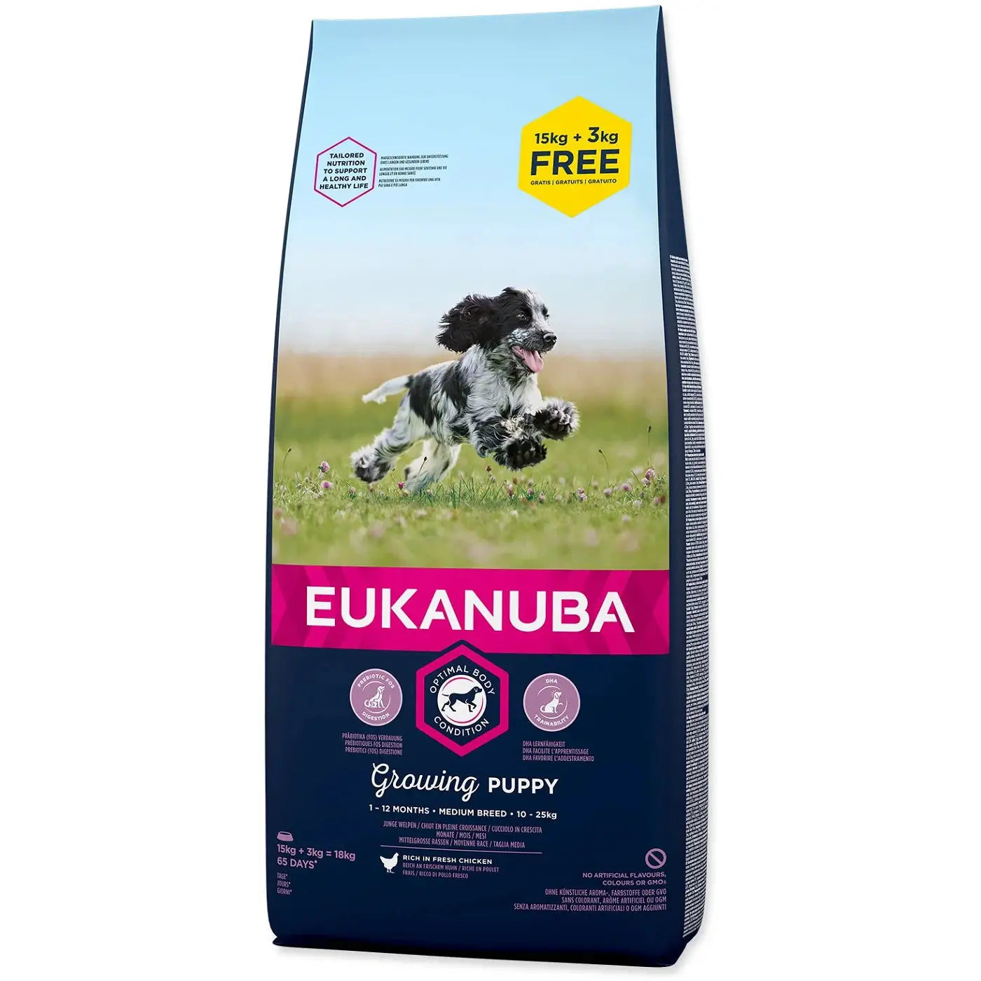 Eukanuba Puppy Medium 15 + 3kg FREE