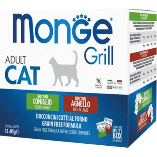 Monge Grill Multi Box Cat Rabbit/Lamb Jelly 12x85gr