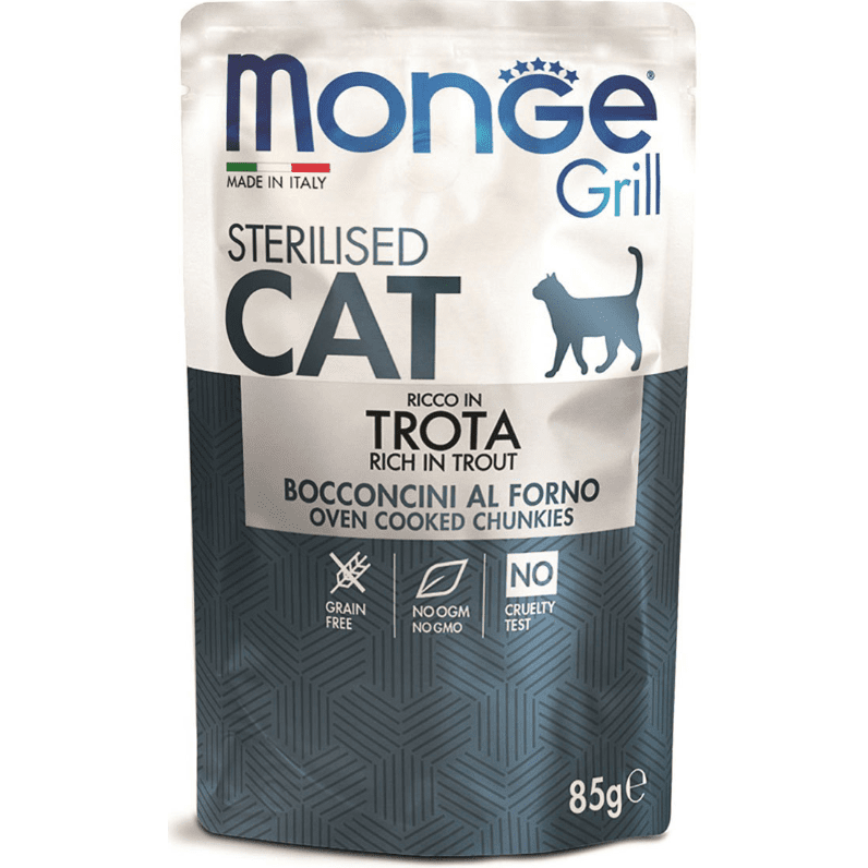 Monge Grill Sterilised Cat Chunkies Rich In Trout 85gr