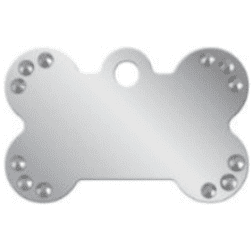 Shiny Silver Bone Tag with Clear Diamantes