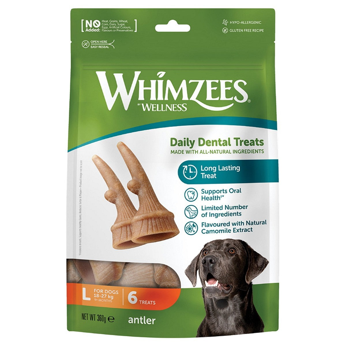 Whimzees Occupy Antler Natural Dental Chews for Dogs Medium 12pcs