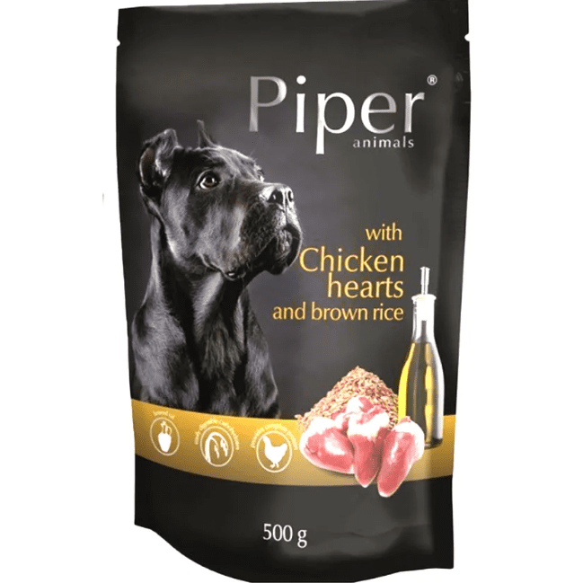 Piper Dog with Chicken Hearts & Brown Rice 500gr