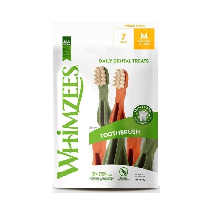 Whimzees Dental Toothbrush Treats Medium Weekly Pack 7pcs