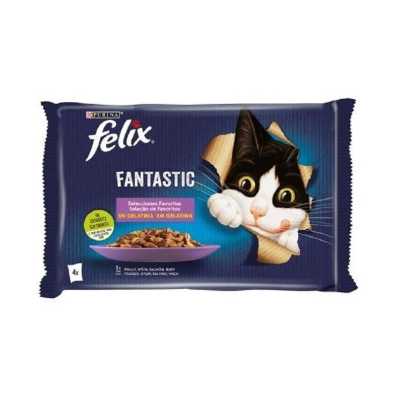 Felix Fantastic Cat Food Selection of Favorites in Jelly 4x85gr