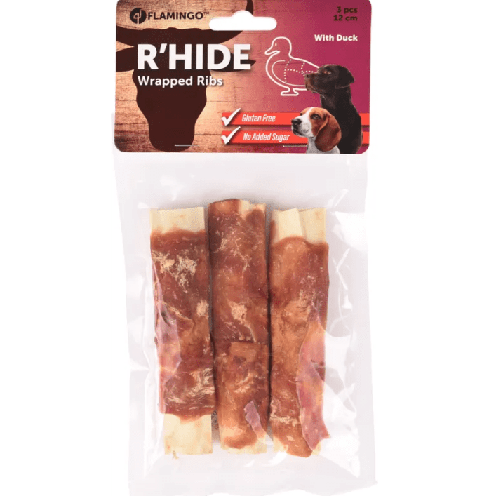 Flamingo Snacks R'hide Duck Wrapped Ribs 12cm 3pcs 90gr