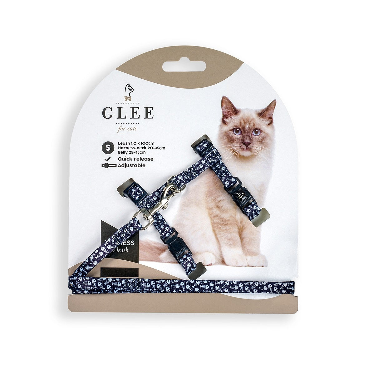 Glee Harness & Leash "Black Fishbone"