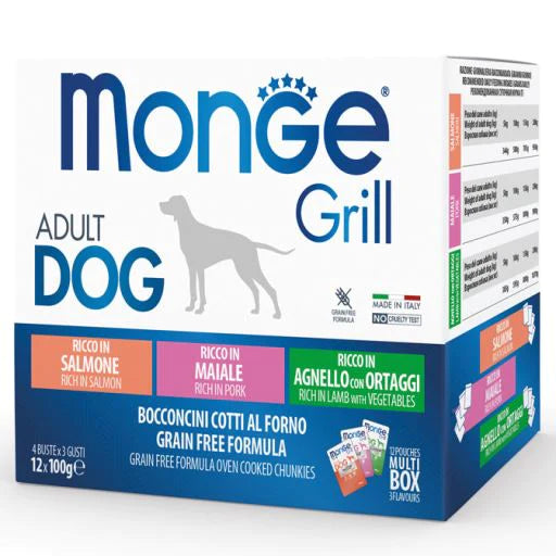 Monge Grill Dog Salmon/Pork/Lamb 12x85gr