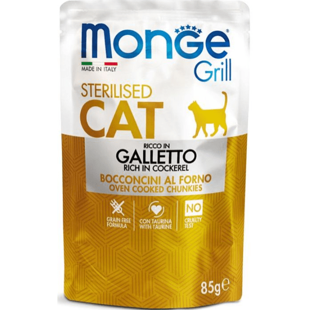 Monge Grill Sterilised Cat Rich In Cockerel 85gr