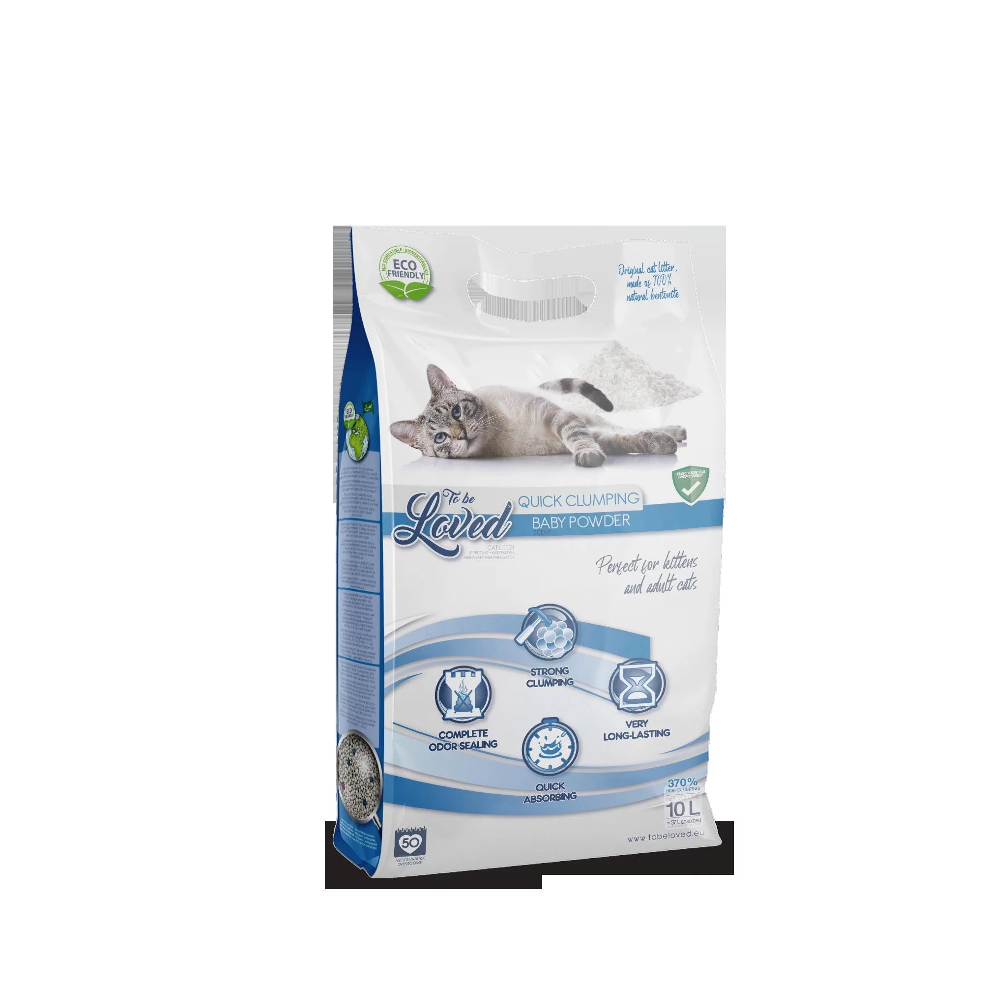 To Be Loved Quick Clumping Cat Litter Baby Powder 10L/8kg