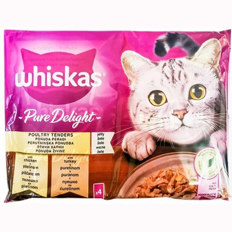 Whiskas Poultry Tenders Chicken Turkey In Jelly 4x85gr