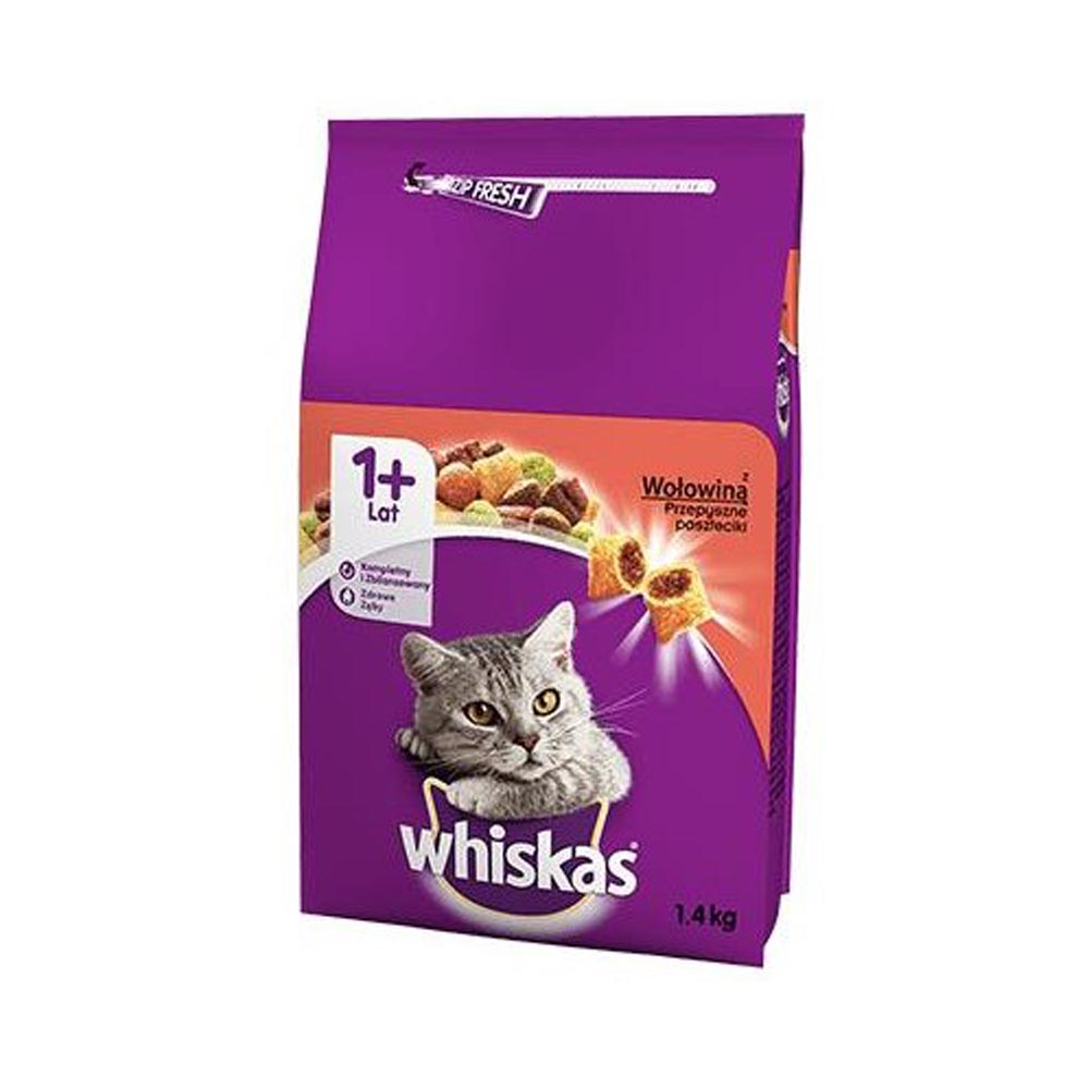 Whiskas Dry Cat Food Beef 1.4kg