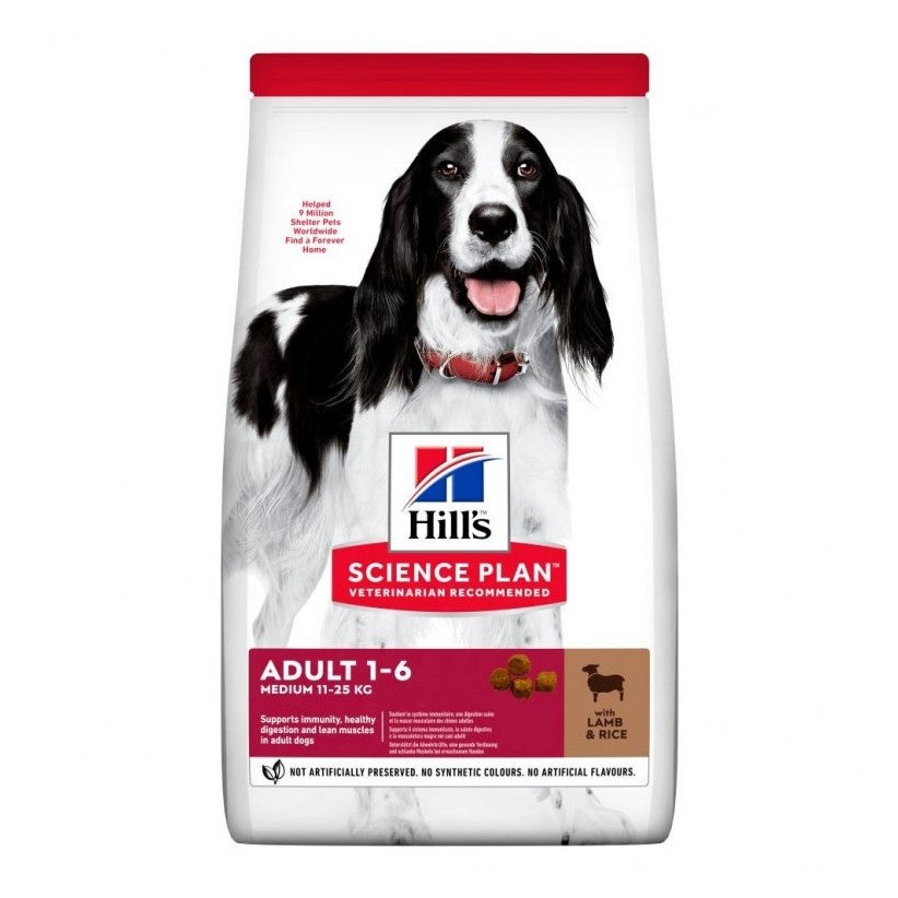 Hills Science Plan Medium Adult1-6 Dog Food With Lamb 14kg