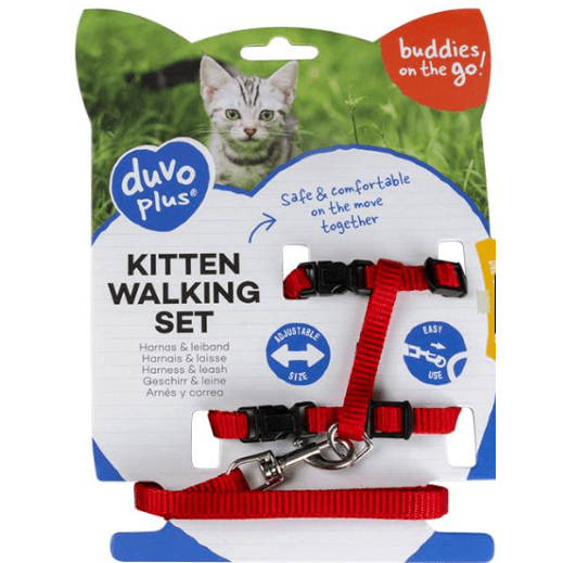 Duvo+ Kitten Walking Set Uni - Harness & Leash - 15-25cm / 125cm