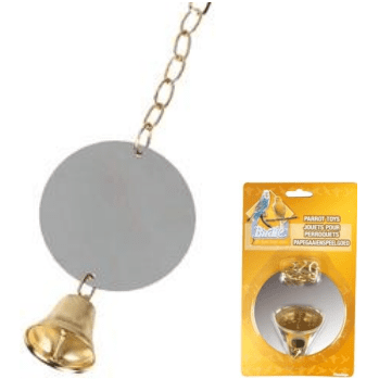 Round Mirror & Bell Hanging Toy For Birds XL