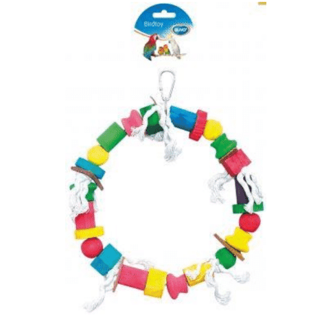 Parrot Toy Rope With Wooden Blocks & Rings