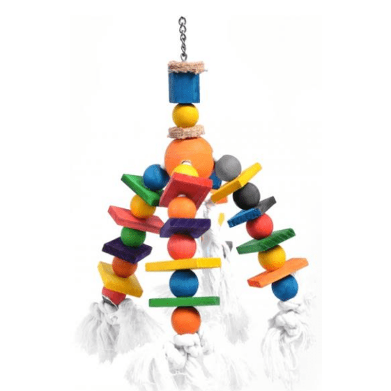 Bird Toy Colourful Luster/Rope/Blocks Ø15x40cm