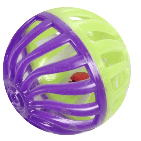 Flamingo Cat Toy Plastic Ball with Bell Purple/Green