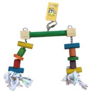 Wooden Bird Toy With Colourful Cubes And Ropes