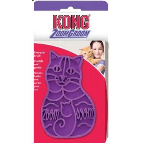 KONG ZoomGroom Rubber Cat Brush Raspberry