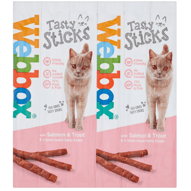 Webbox Cat Tasty Sticks with Salmon & Trout 6 Semi-Moist Tasty Treats 30gr