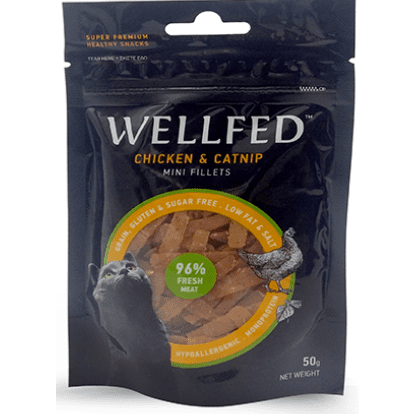 WellFed Mini Chicken Fillets + Catnip Cat Treats 50gr