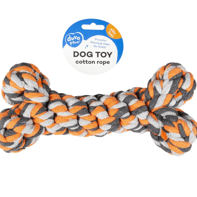 Duvo+ Knotted Tug Toy Cotton Bone 14cm