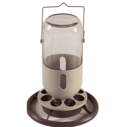 Glass Waterer/Feeder For Birds - Beige/Brown 1L