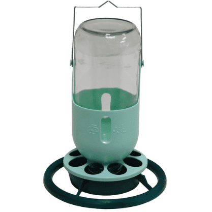 Glass Waterer/Feeder For Birds - Green 1L