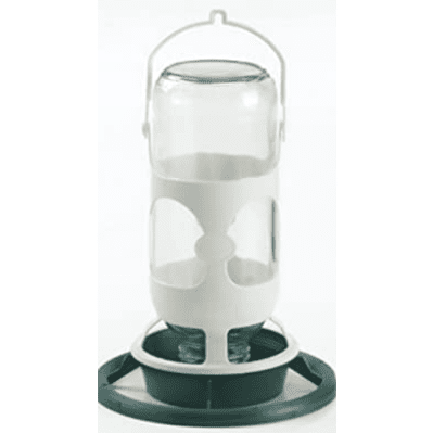 Glass Waterer/Feeder For Birds - Green/White 1L