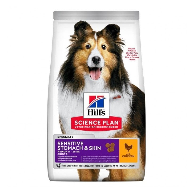 Hills Science Plan Sensitive Stomach & Skin Medium Adult Dog Food With Chicken 14kg