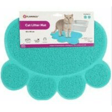 Flamingo Pitou Cat Litter Tray Mat Paw Green 40x30cm