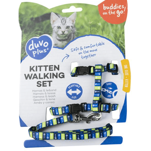 Duvo+ Kitten Walking Set Fish Bones - Harness & Leash 15-25cm / 125cm