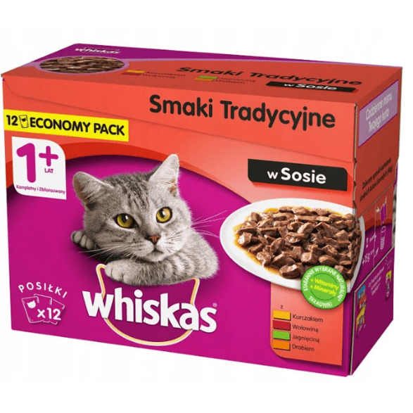 Whiskas Adult Traditional Flavours Selection in Sauce 12x100gr