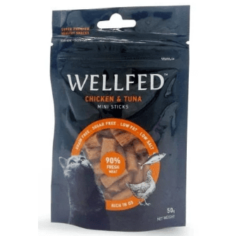 Wellfed Mini Sticks Chicken+Tuna Cat Treats 50gr