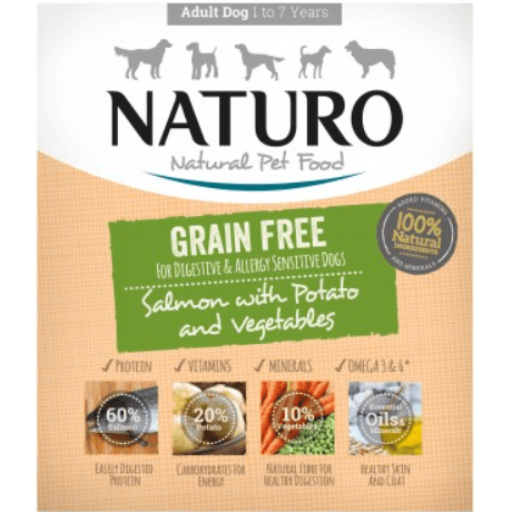 Naturo Adult Dog Tray Grain-Free Salmon, Potato & Veg 400g