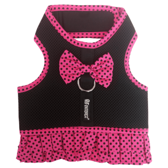 Pink/Black Dots Mesh Harness With Skirt L