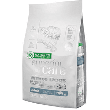 Nature's Protection Superior Care White Dogs Adult Small & Mini GRAIN FREE with WHITE FISH 1,5kg