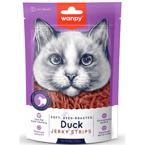 Wanpy Soft Duck Jerky Strips For Cats 80gr