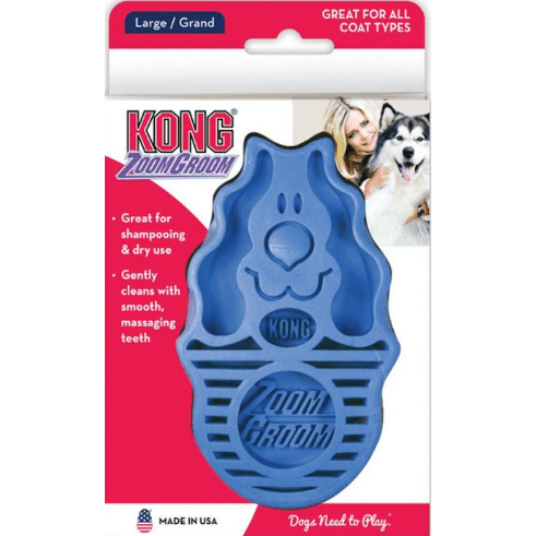 Kong ZoomGroom Boysenberry Rubber Dog Brush Large